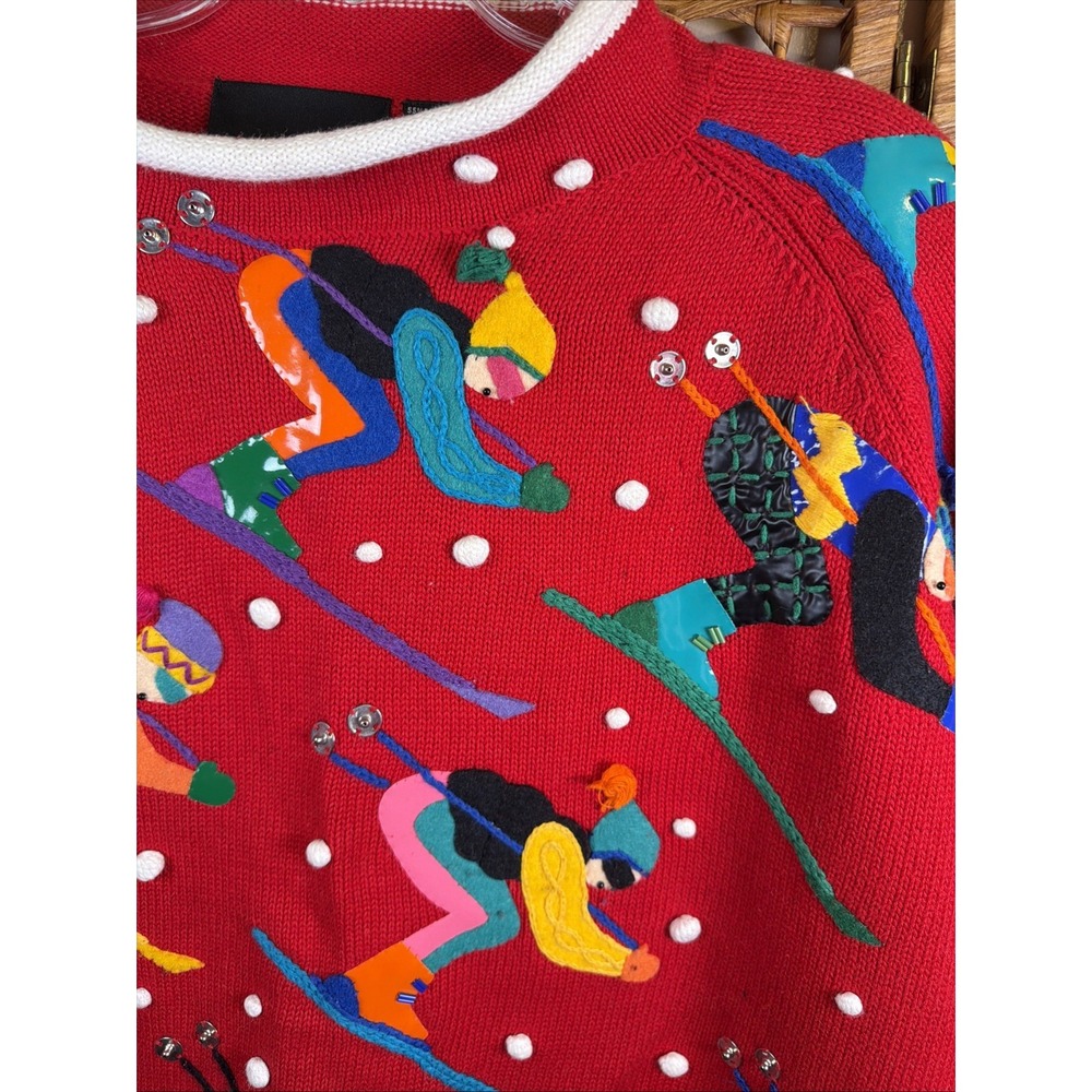 Michael Simon Women's Winter Ski Mulitcolor Holiday Mock Neck Sweater XL RARE - Picture 2 of 11